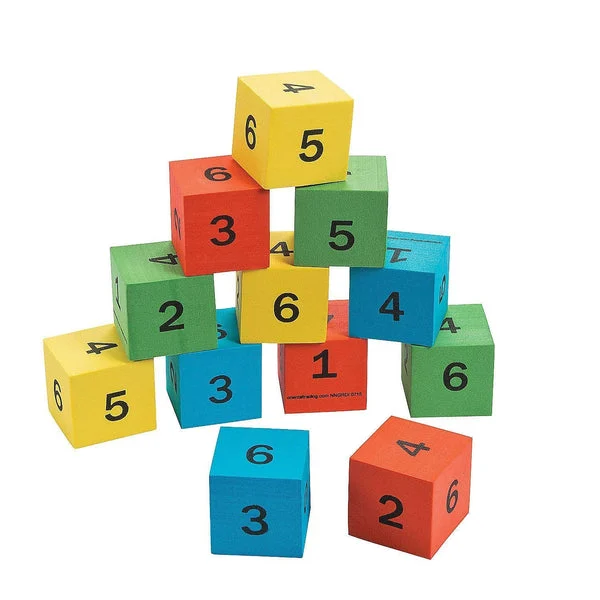 Fun Express Foam Number Math Dice - 12 Pieces - Educational and Learning Activities for Kids