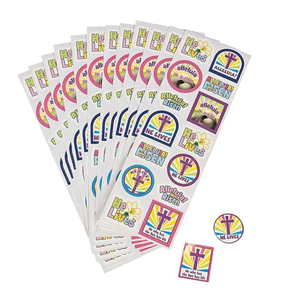 Fun Express - He Lives Sticker Sheet for Easter - Stationery - Stickers - Stickers - Sheets - Easter - 24 Pieces