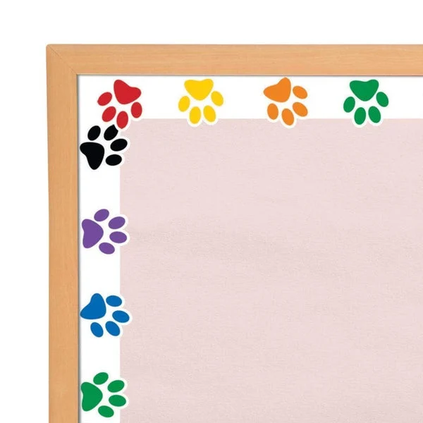 Fun Express Paw Print Bulletin Board Border - 12 Pieces - Educational and Learning Activities for Kids