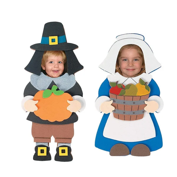 Fun Express Pilgrim Picture Frame Magnet Craft Kit - Makes 12 - Thanksgiving Crafts for Kids