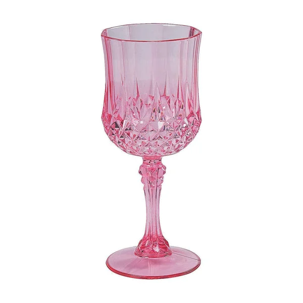 Fun Express Pink Wine Glasses, Set of 12, BPA-Free, 8 oz, 6.75 Inches Tall