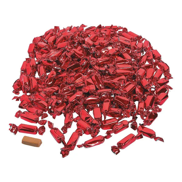 Fun Express - Red Foil Wrapped Caramels (2lbs) for Wedding - Edibles - Soft & Chewy Candy - Caramel & Licorice & Candy Corn - Wedding - 189 Pieces