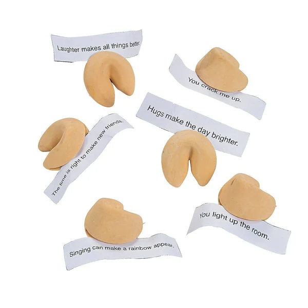 Fun Express Set of 24 Fortune Cookie Erasers for kids - Each comes with a fun and positive message - Chinese New Year favors