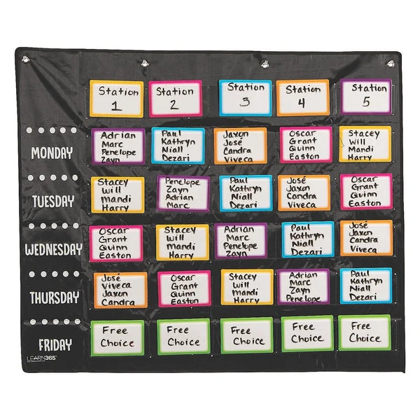 Fun Express Small Group Rotation Pocket Chart - 37 Pieces - Educational and Learning Activities for Kids Disco - Classroom Teacher Must Haves School Supplies