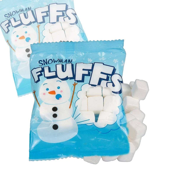 Fun Express Snowman Marshmallow Fluff Candies Packs, 72 Packs, 14 Pieces Per Pack, Individually Wrapped, Winter and Christmas Candy Favors