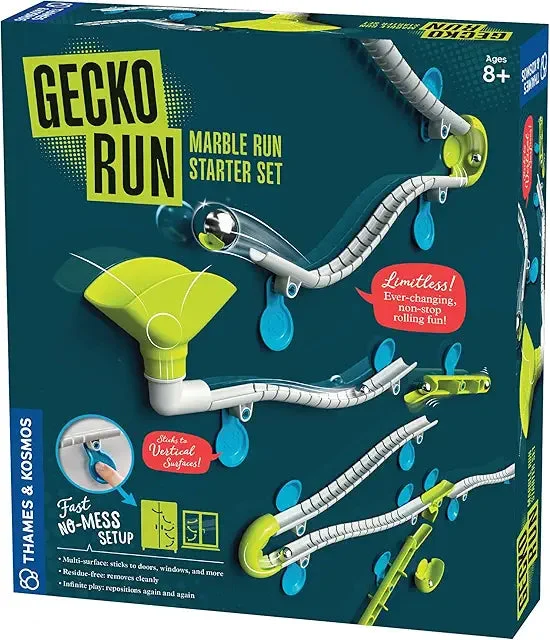 Gecko Run Marble Run Starter Set - 63 Piece Vertical Marble Run