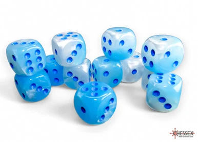 Gemini Dice - Pearl and Turquoise - Set of 12 d6