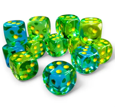 Gemini Dice - Translucent Green and Teal - Set of 12 d6