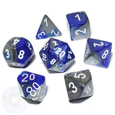 Gemini DnD Dice Set - Blue and Steel