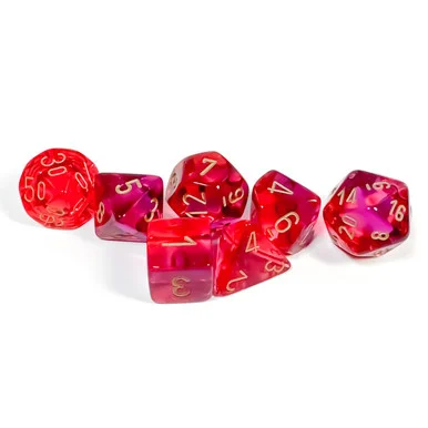 Gemini TTRPG Dice Set - Translucent Red and Violet