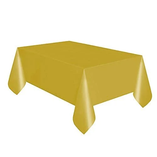 Gold Solid Rectangular Plastic Table Cover (54" x 108") 1 Count - Elegant Design & Premium Quality, Ideal For Parties, Events & Everyday Use