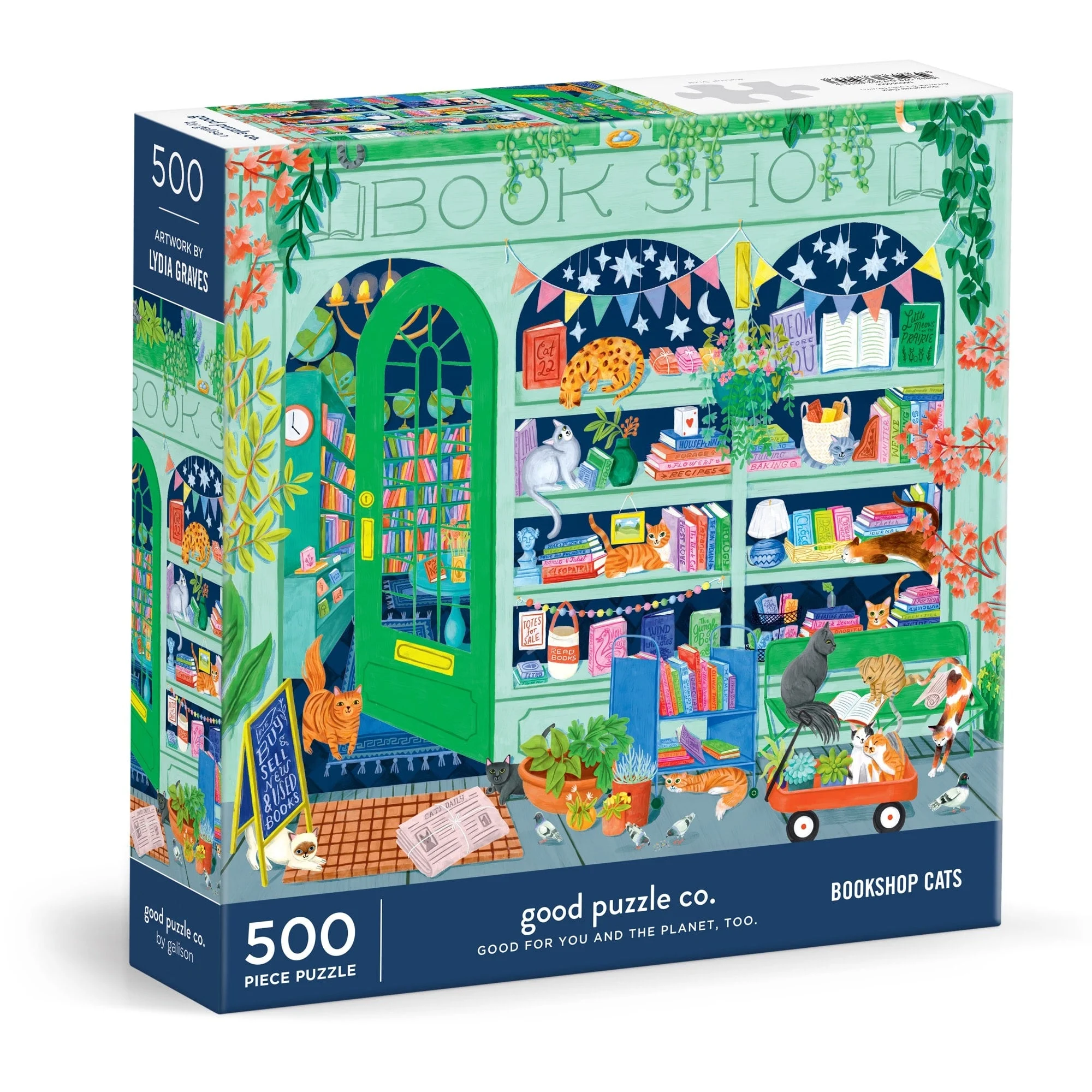 Good Puzzle Co. Bookshop Cats 500pc Puzzle