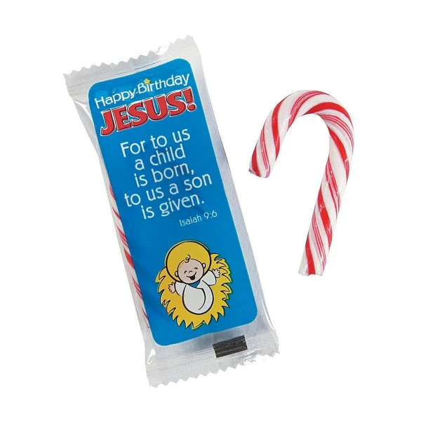 Happy Birthday Jesus Mini Candy Canes (set of 40)