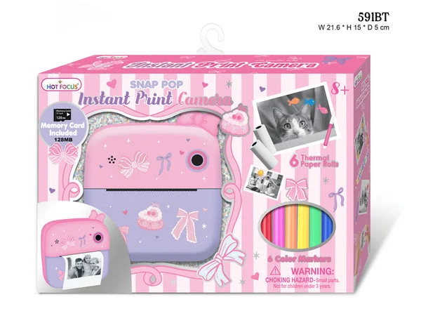Hot Focus Snap Pop Instant Print Camera - Bowtiful - Girls Instant Camera