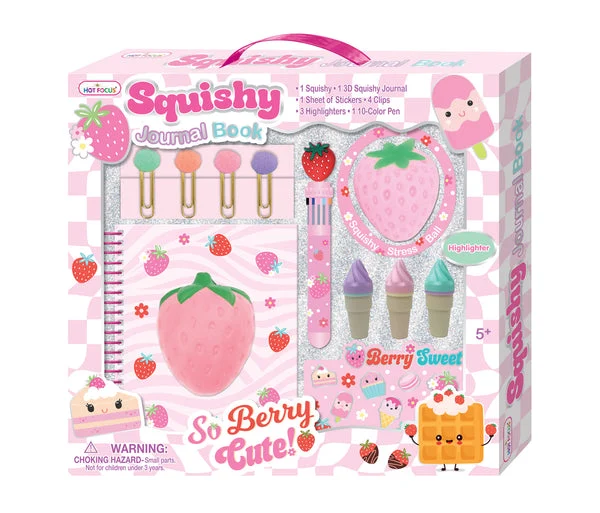 Hot Focus Squishy Journal Book - Strawberry - Girls Novelty Diary