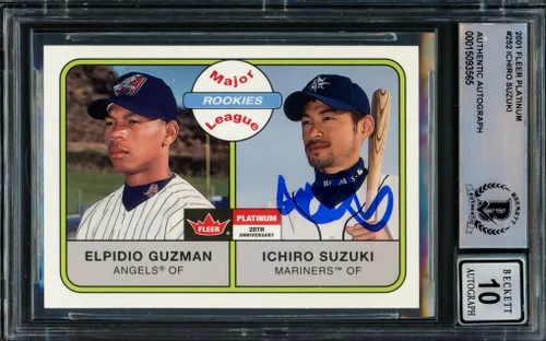 Ichiro Suzuki Autographed 2001 Fleer Platinum Rookie Card #252 Seattle Mariners Auto Grade 10 Beckett BAS #12490649