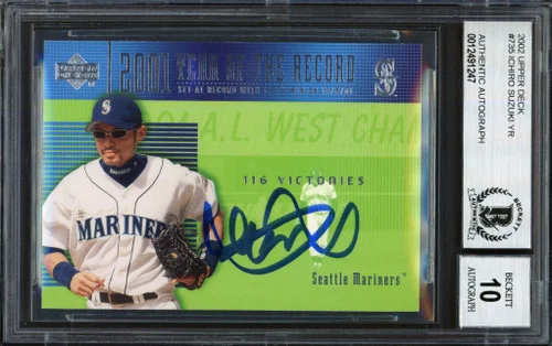 Ichiro Suzuki Autographed 2002 Upper Deck Year of the Record Card #735 Seattle Mariners Auto Grade 10 Beckett BAS #12491247