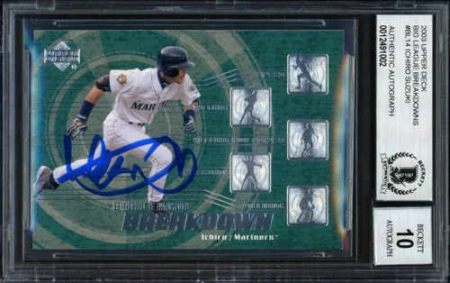 Ichiro Suzuki Autographed 2003 Upper Deck Big League Breakdown Card #BL14 Seattle Mariners Auto Grade 10 Beckett BAS #12491002
