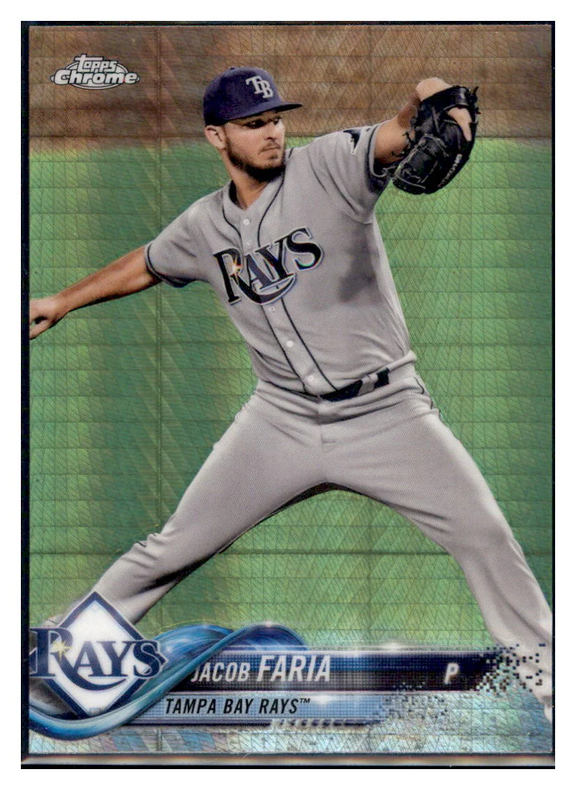 Jacob Faria 2018 Topps Chrome Tampa Bay Rays #57 Prism Refractor Baseball Card VSMP1IMB