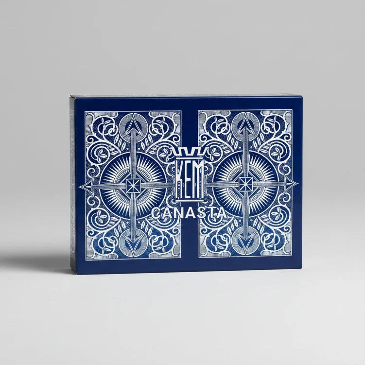 KEM Arrow Canasta Playing Cards – Bridge Size, Jumbo Index 2-Deck Set (Blue)
