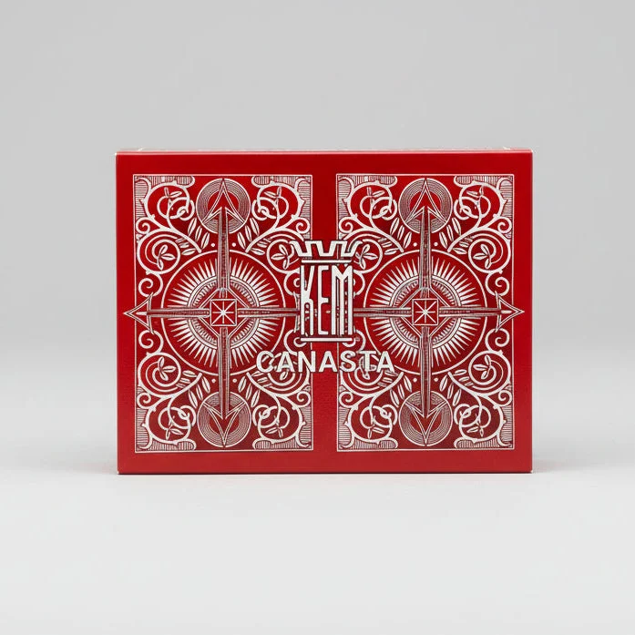 KEM Arrow Canasta Playing Cards – Bridge Size, Traditional Index 2-Deck Set (Red)