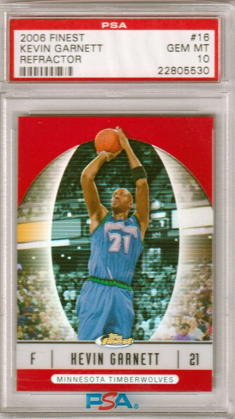 KEVIN GARNETT 2006-07 Topps Finest Refractor #16 PSA 10 GEM MINT - TIMBERWOLVES