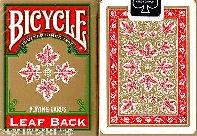 Leaf Back Red Gold Bicycle Playing Cards Deck