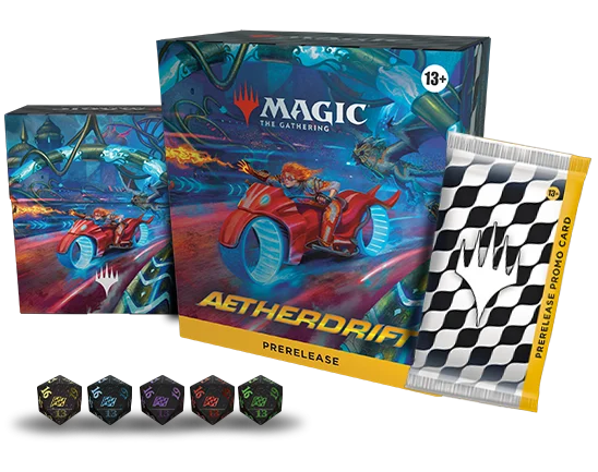 MAGIC THE GATHERING: Aetherdrift: PRERELEASE KIT - 6 Play Packs, Dice, Promos - Presale Ships 2/14/2025