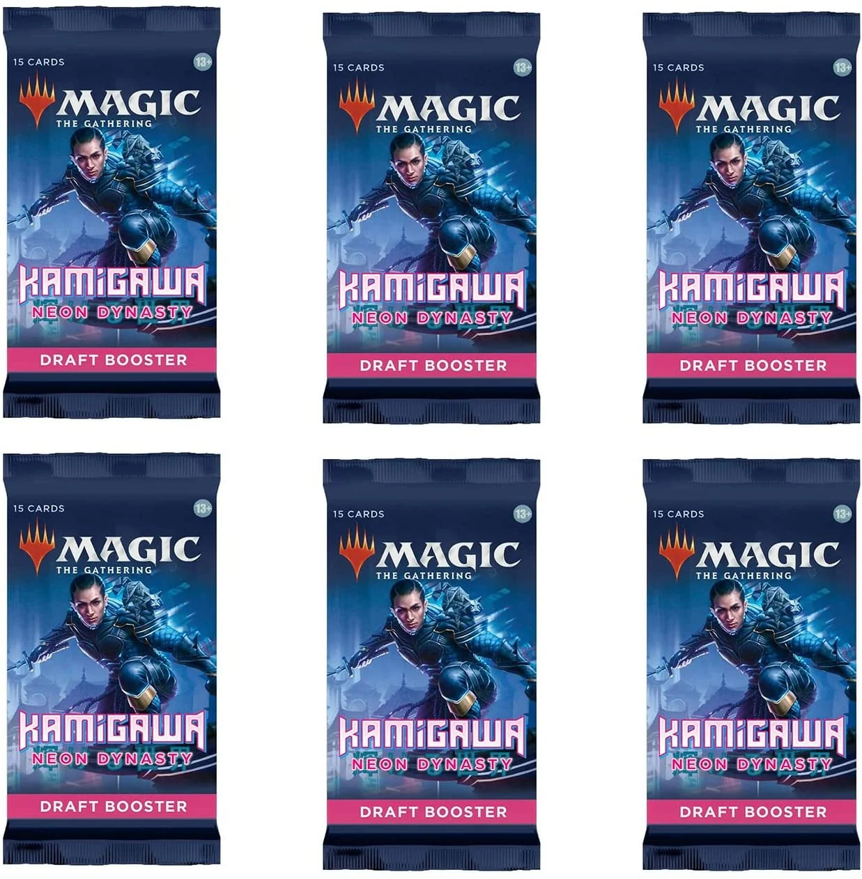 Magic: The Gathering Draft Booster Pack Lot - Kamigawa: Neon Dynasty - 6 Packs