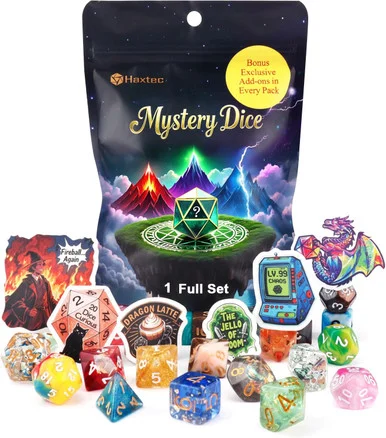 Mystery Dice - 7-die Set with Bonus Stickers