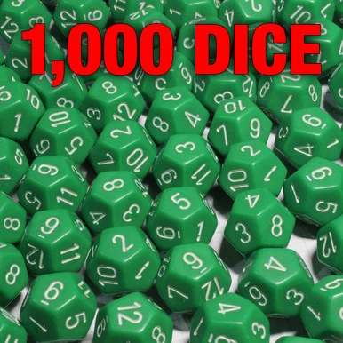 Opaque 12-sided Dice - Set of 1000 Green d12s