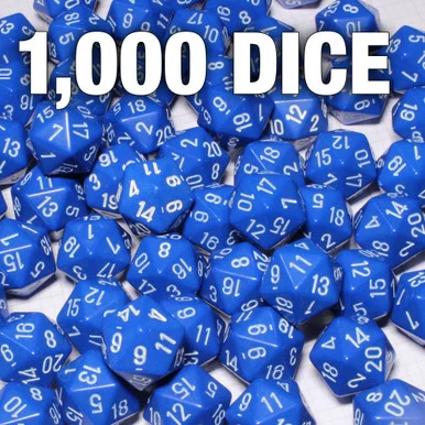 Opaque 20-sided Dice - Set of 1000 Blue d20s