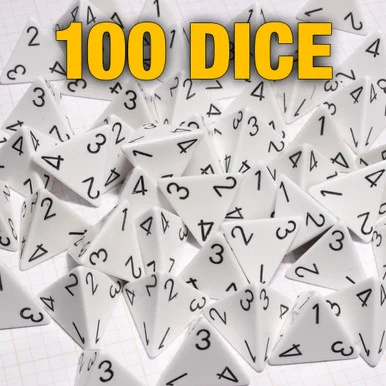 Opaque 4-sided Dice - Set of 100 White d4s