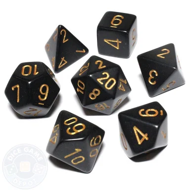 Opaque DnD Dice Set - Black with Gold