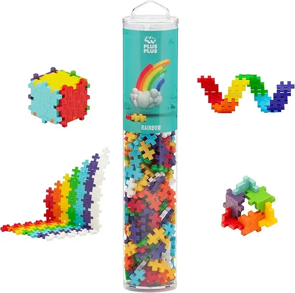 Plus-Plus 240 Piece Interlocking Building Blocks Play Tube - Rainbow Mix - Open-Ended STEM Toy for Kids