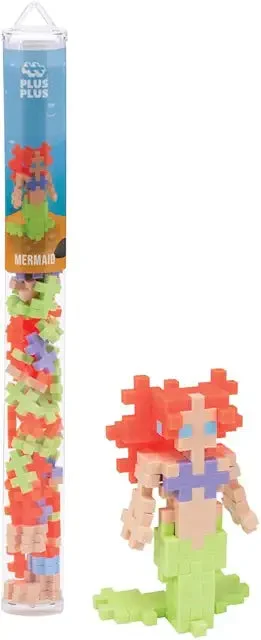 Plus-Plus 3D Building Block Set - Mermaid Girl Mini Maker Tube - 70 Interlocking Pieces STEM Toy for Kids