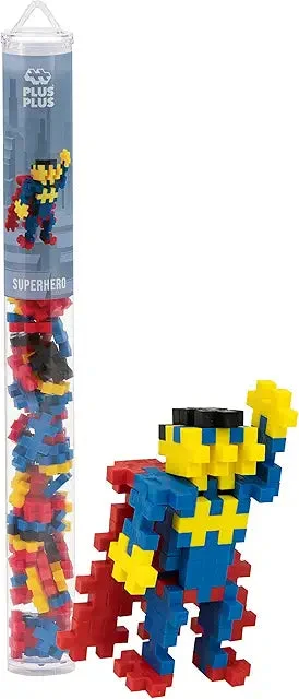 Plus-Plus 3D Puzzle Building Block Set - Superhero Mini Maker Tube - 70 Interlocking Pieces STEM Toy for Kids