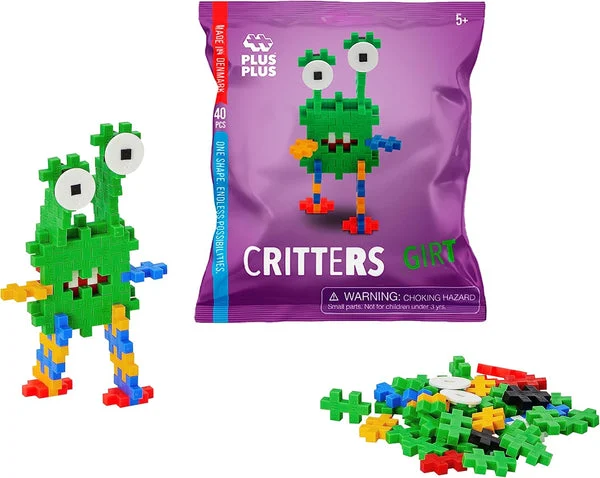 Plus-Plus Critters Grit - 3D Puzzle Building Block Set - 40 Interlocking Pieces STEM Toy for Kids