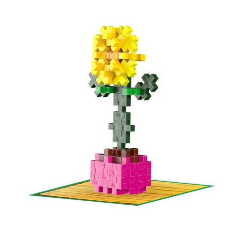 Plus-Plus Playful Plant Packets - Sociable Sunflower - 50 Interlocking Building Blocks STEM Activity for Kids