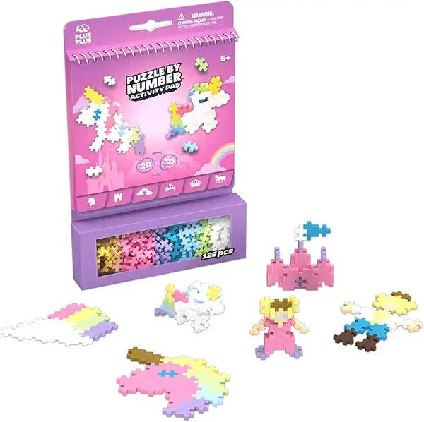 Plus-Plus Puzzle by Number Activity Pad - Fairytale - Interlocking Mini Building Blocks 3D Pixel Puzzle STEM Toy for Kids