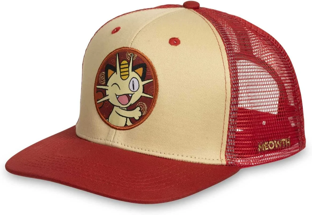 Pokemon Center Flat-Bill Hat - Meowth Red