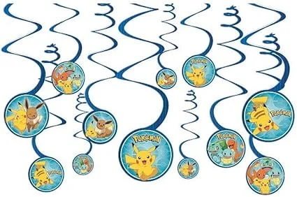 Pokemon Hanging Swirl Decorations, Multicolor, 12 Count
