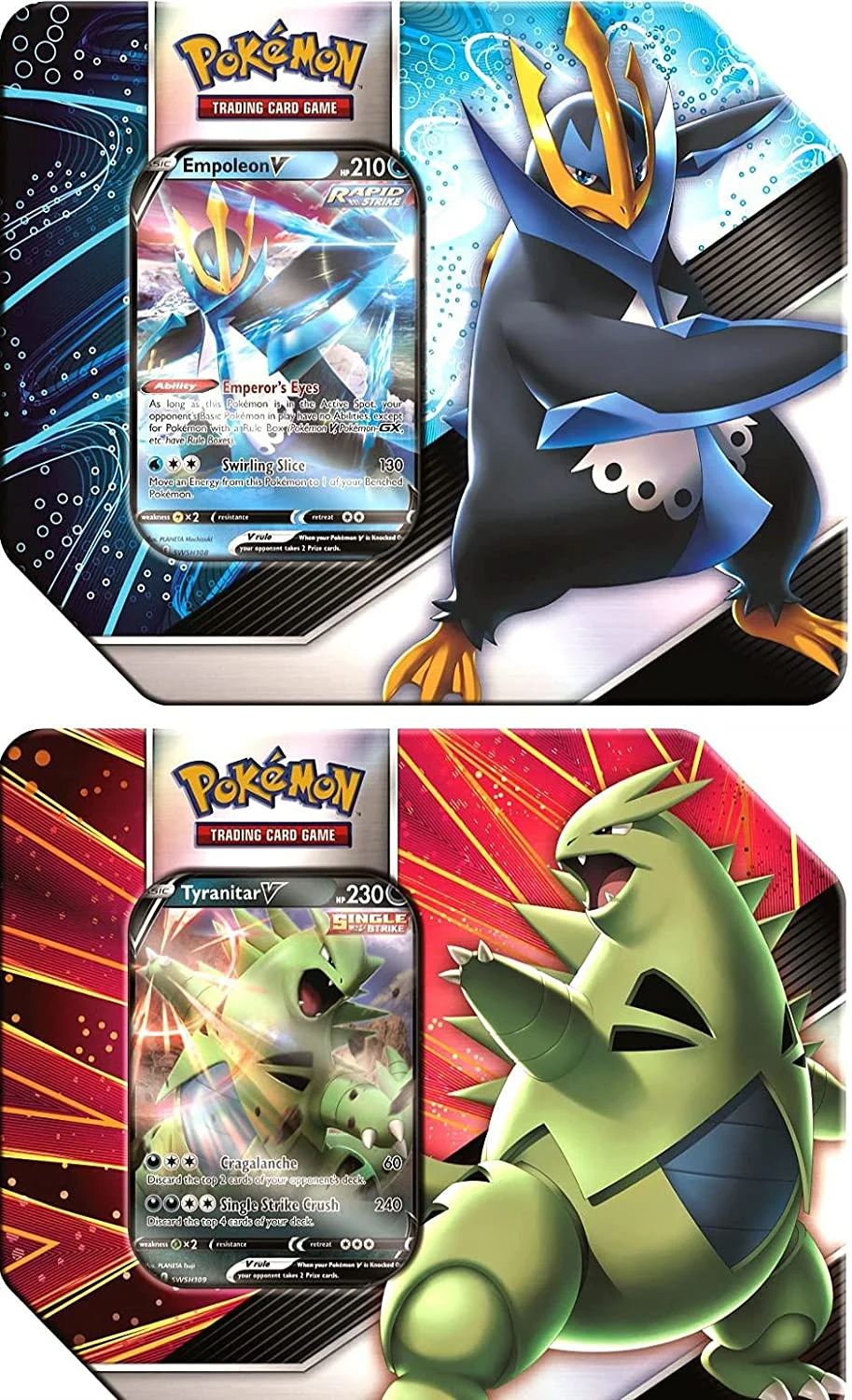 Pokemon TCG: V Strikers Tins - Tyranitar & Empoleon - Set of 2