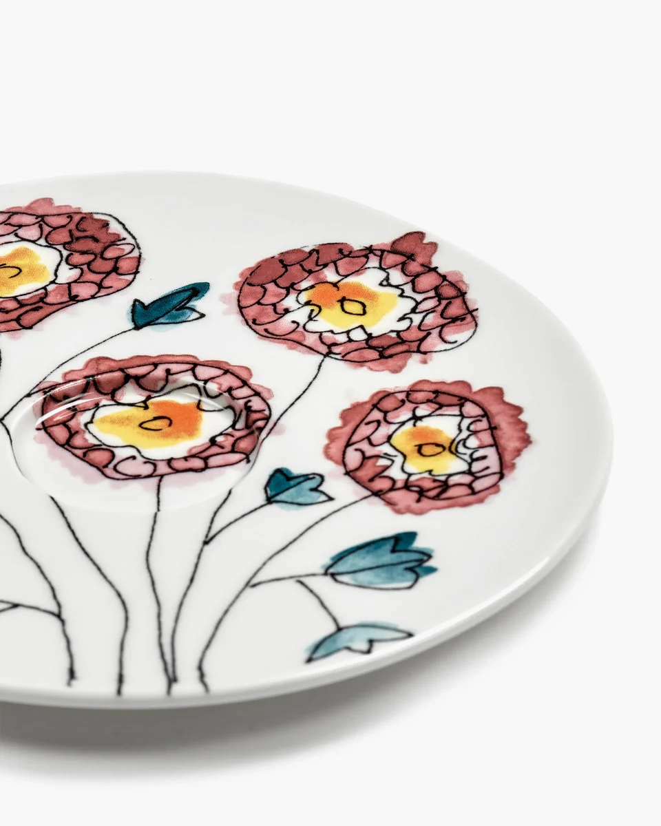Porcelain Capuccino Saucer Midnight Flowers