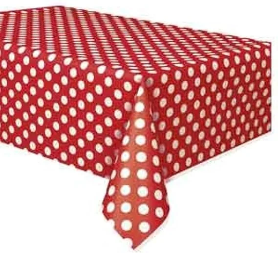 RUBY RED DOTS TABLECOVER 54"X108" - 1 pkg per order