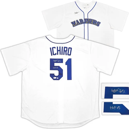Seattle Mariners Ichiro Suzuki Autographed White Nike Cooperstown Collection Jersey Size L "HOF 25" IS Holo & Beckett BAS Witness QR Stock #238317