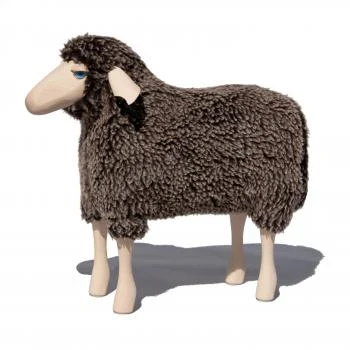 Small Lamb with Brown Wool Plush