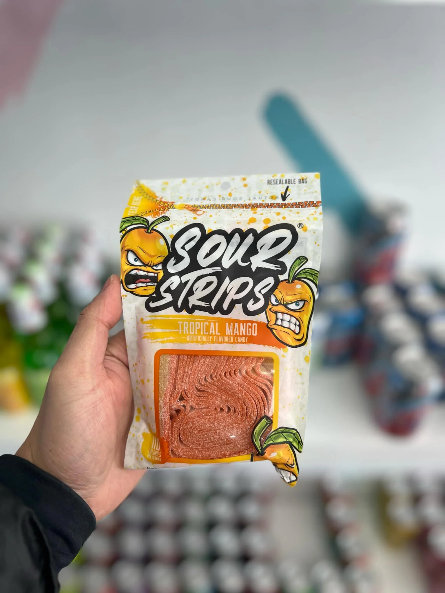 Sour Strips Tropical Mango – Sweet & Tangy Chewy Candy | Exotic Fruit Flavor -96g