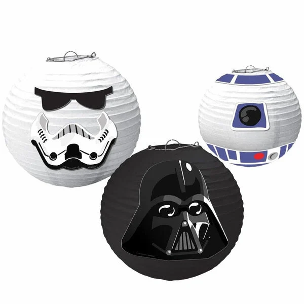 Star Wars Galaxy of Adventures Paper Lanterns with Add-Ons - (5.75" - 9.5") 3 Count - Assorted Design - Perfect for Galactic Fans & Themed Parties