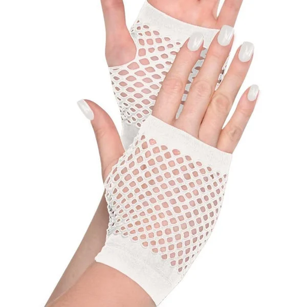 Stylish White Short Fishnet Gloves (2 Pcs) - One Size Fits Most - Trendy, Comfortable, & Versatile Accessory